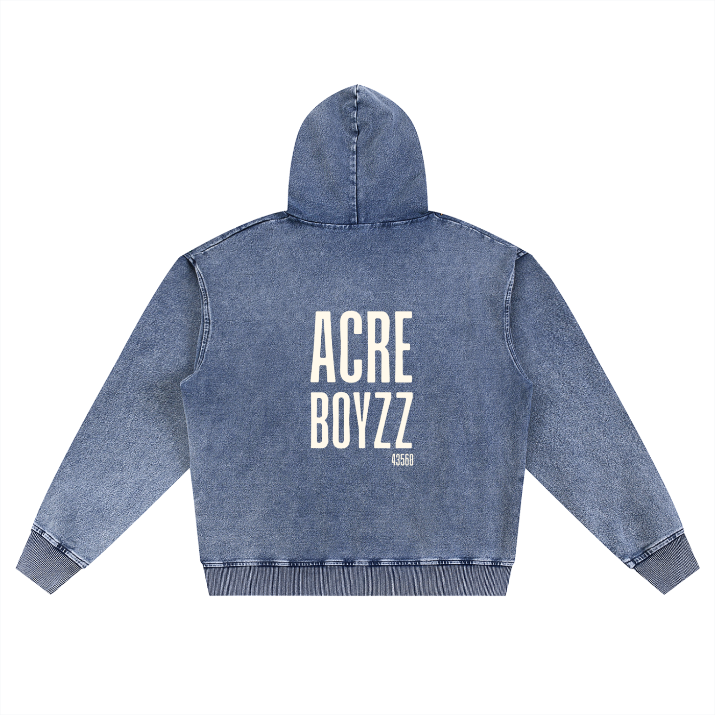 Acre Boyzz Snow-Wash Oversized Zip Hoodie – Ice Blue