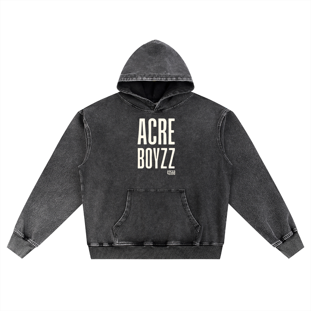 Acre Boyzz Snow-Wash Oversized Hoodie – Charcoal Mist