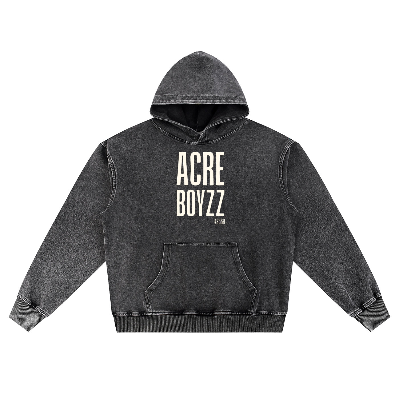 Acre Boyzz Snow-Wash Oversized Hoodie – Charcoal Mist