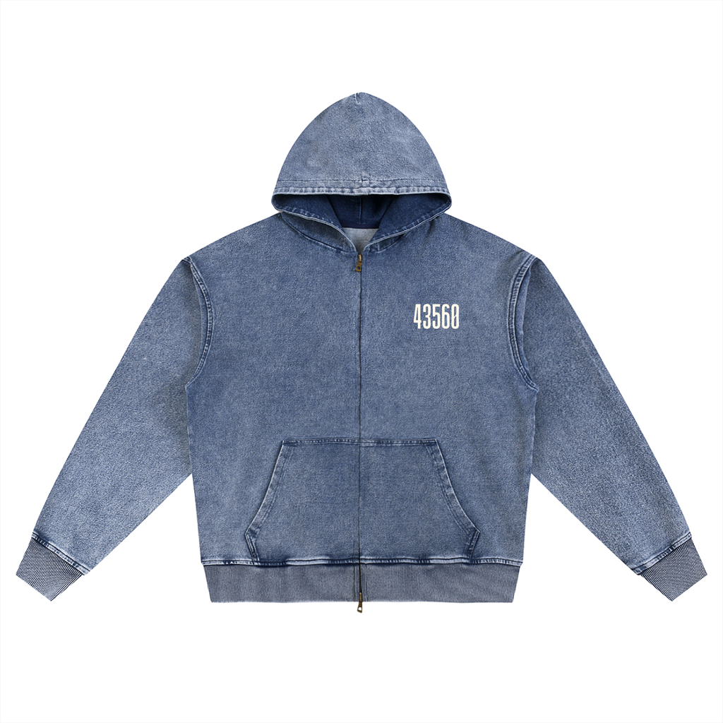 Acre Boyzz Snow-Wash Oversized Zip Hoodie – Ice Blue